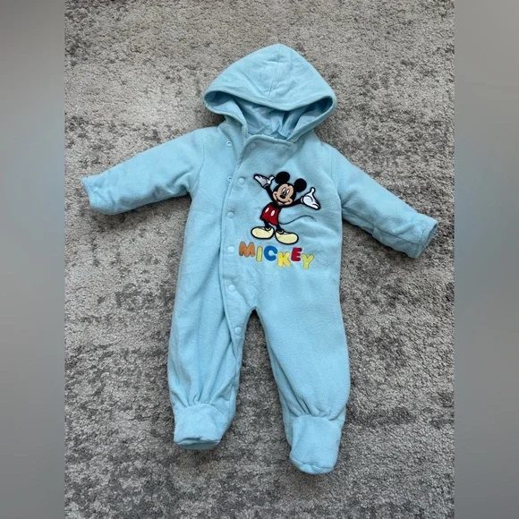 2011 Disney Mickey Mouse Hooded Fleece Snowsuit 3 Months - Picture 2 of 8